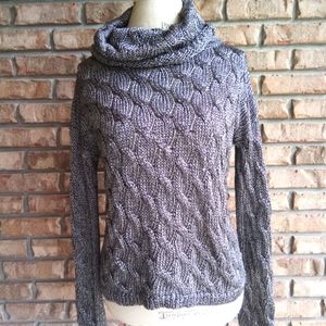 Alice + Olivia cozy silver knit turtleneck sweater.